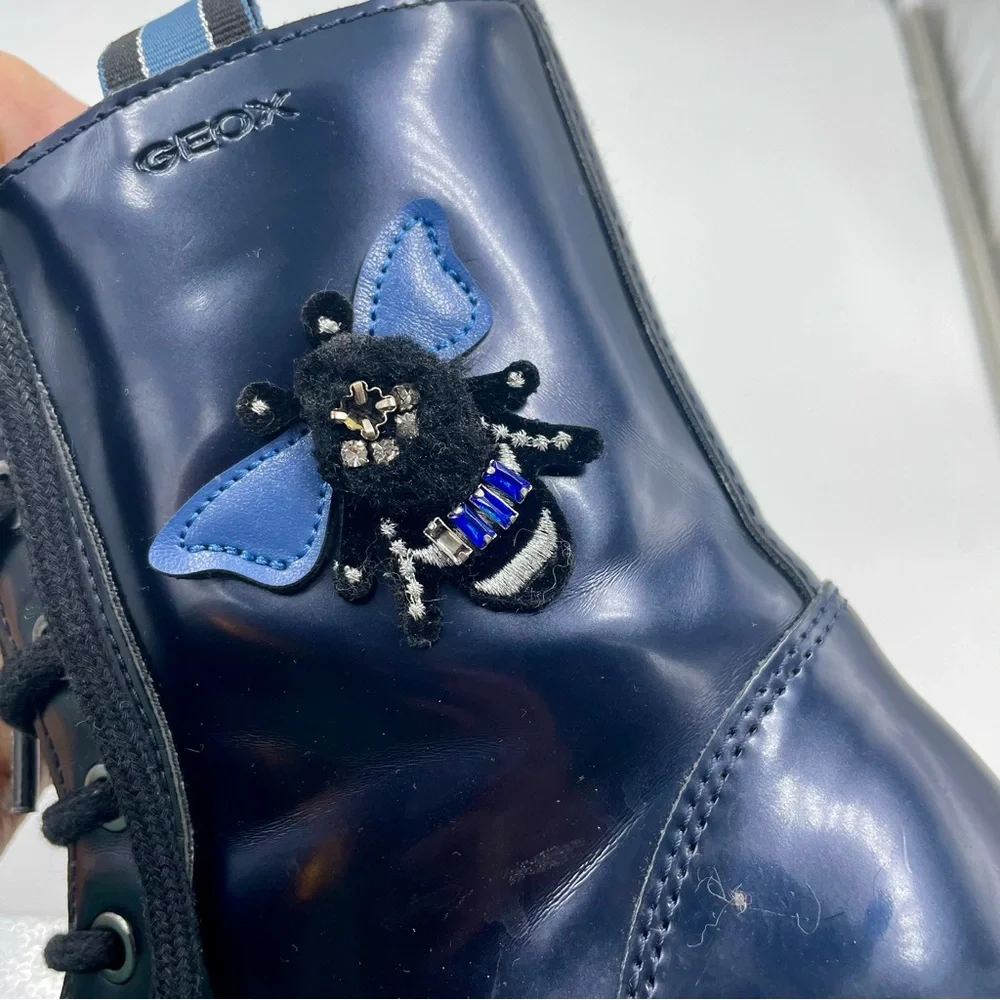 Geox‎ Respira Gillyjaw Girls Dark Navy Combat Boots in Size 34 / 3